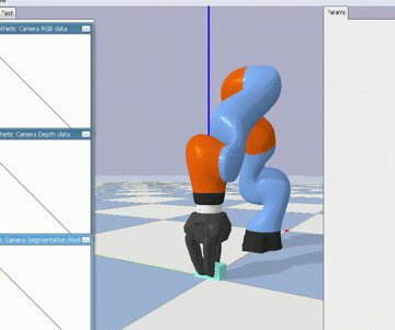 Simulated Kuka arm grasping an object